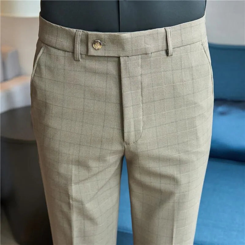 Striped Suit Pant Men'sNew Slim Fit Casual Business Pants Formal