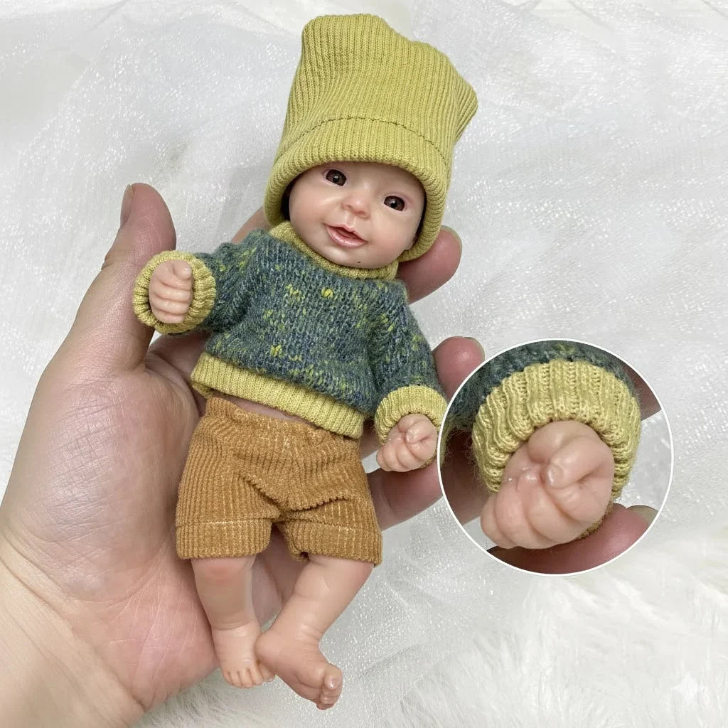 AnjoDoll Lovely 6 Inch Palm Newborn Babies Full Body Silicone Boys Reborn Dolls Bebe Reborn Corpo De Silicone Inteiro