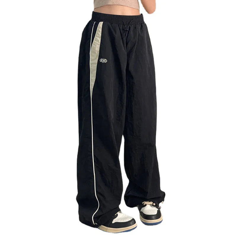 Y2k Women Wide Leg Cargo Pants Casual Streetwear Loose Drawstring Trousers