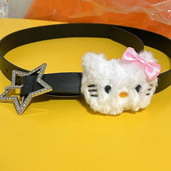 Hello Kitty Women Belt Y2K Kawali Simple Metal Buckle Belt Girls