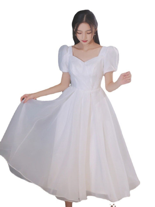 ivory lady girl women princess banquet wedding bridal ball prom dress