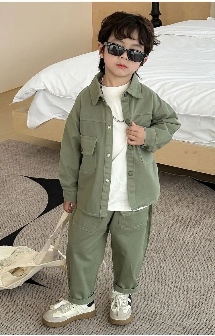 Boys Suit Coat+Pants Cotton 2Pcs/Sets 2025 Lasted Spring Autumn Sports Sets Teenagers Tracksuit Children Clothing