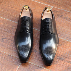 Classic Business Shoes Men Oxford Derby Genuine Leather Pointed Toe Fashion