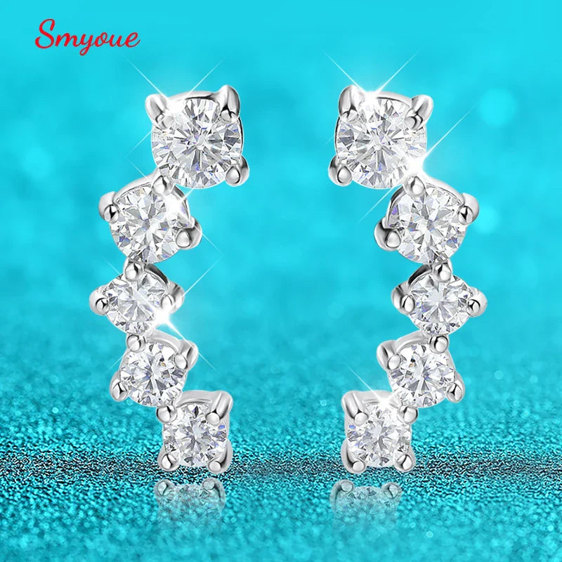 Smyoue 1.16cttw Gradient Gem Full Moissanite Stud Earrings for Women Sparkling Party Jewelry Earrings 925 Sterling Silver 100%