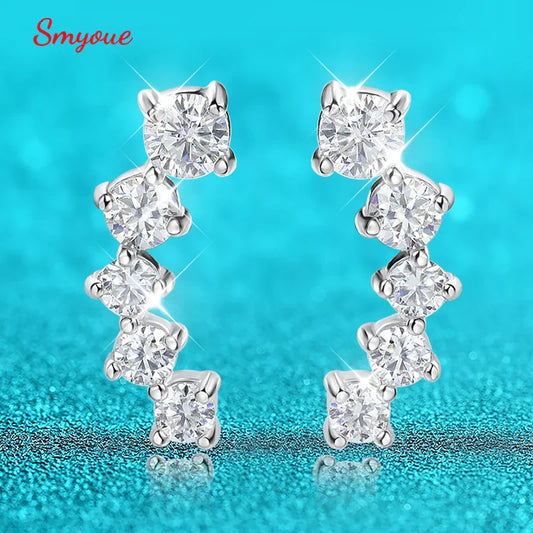 Smyoue 1.16cttw Gradient Gem Full Moissanite Stud Earrings for Women Sparkling Party Jewelry Earrings 925 Sterling Silver 100%