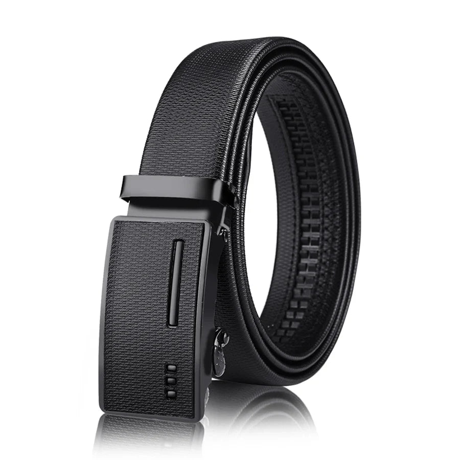 Men's leather belt with automatic buckle, Korean version trendy and casual middle-aged and young business leather pants belt