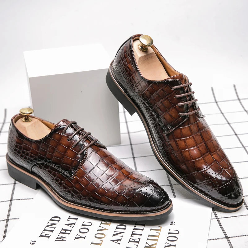Handmade Mens Wingtip Oxford Shoes New Leather Brogue Men's Dress Shoes Classic Business Formal Shoes for Men Zapatillas Hombre