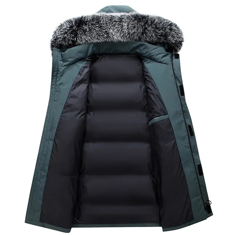 Autumn and Winter Long Men Windproof Coldproof Down Jacket Coats Mens Warm