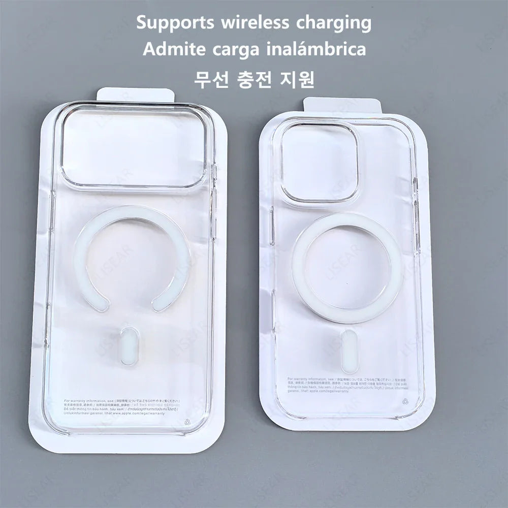 Original Clear Phone Case For iPhone 17 Air 16 15 14 13 12 Pro Max Mini For Magsafe Wireless Charging With Touch Camera Button