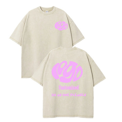 Custom Your LOGO Hip Hop Streetwear Men 100% Cotton T-shirts Oversized Washed Top Tee Unisex Summer Retro Brand Personalized