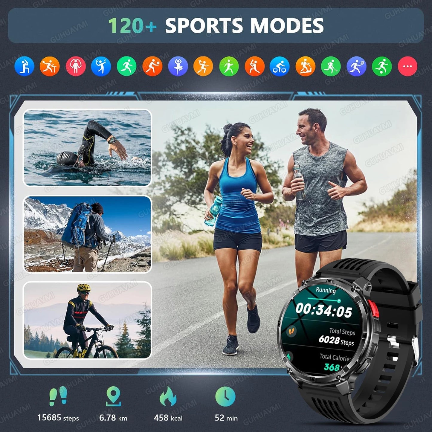 2026 New T-Rex3 Pro GPS Tracker Smartwatch Men 120-Day Standby 1100mAh Clock Rugged Outdoor Sport 10ATM Waterproof Call Watches