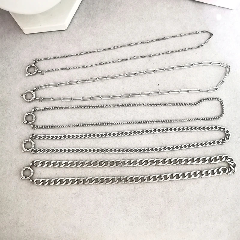 Anchor Clasp Necklace Women Men Choker Stainless Steel Geometric Link