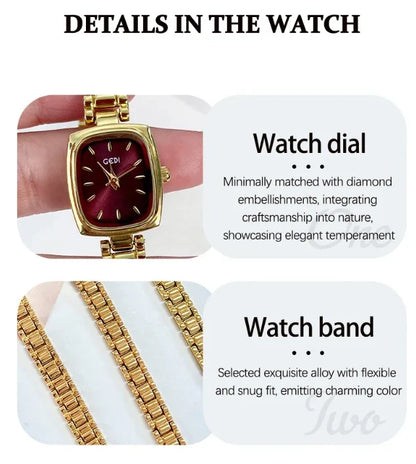 Bracelet Watch Retro TV niche high-end Gold Watches steel strip Waterproof Small Dial Women's Fashion Quartz Clock Wristwatches