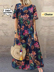 Elegant Party Dresses 2024 Women's Elegant Long Dress Loose Round Neck Short