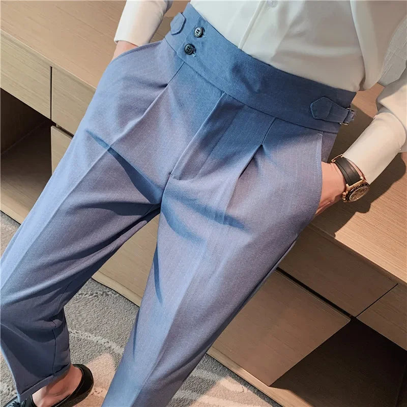 Men Dress Pants Trousers Straight Slim Fit Suit Pants Solid Casual Fashion Men Clothing