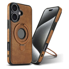 Retro PU Leather Magnetic Phone Case For iPhone 16 Pro Max 16 Plus, With Ring Holder