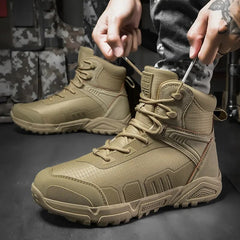 Brown Military Boots for Men Army America Hiking Shoes Waterproof Trekking Combat Ankle Boot Tactical Work Safety Shoes Big Size