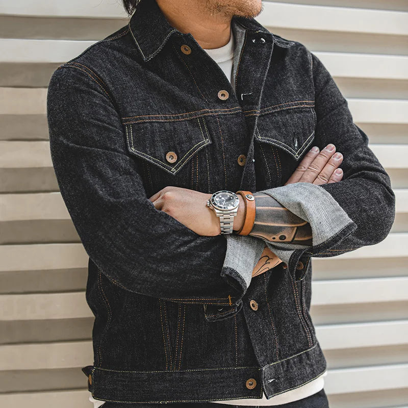 Workwear Retro Original Denim Jacket Motorcycle Fit Spring and Autumn Coat Men's
