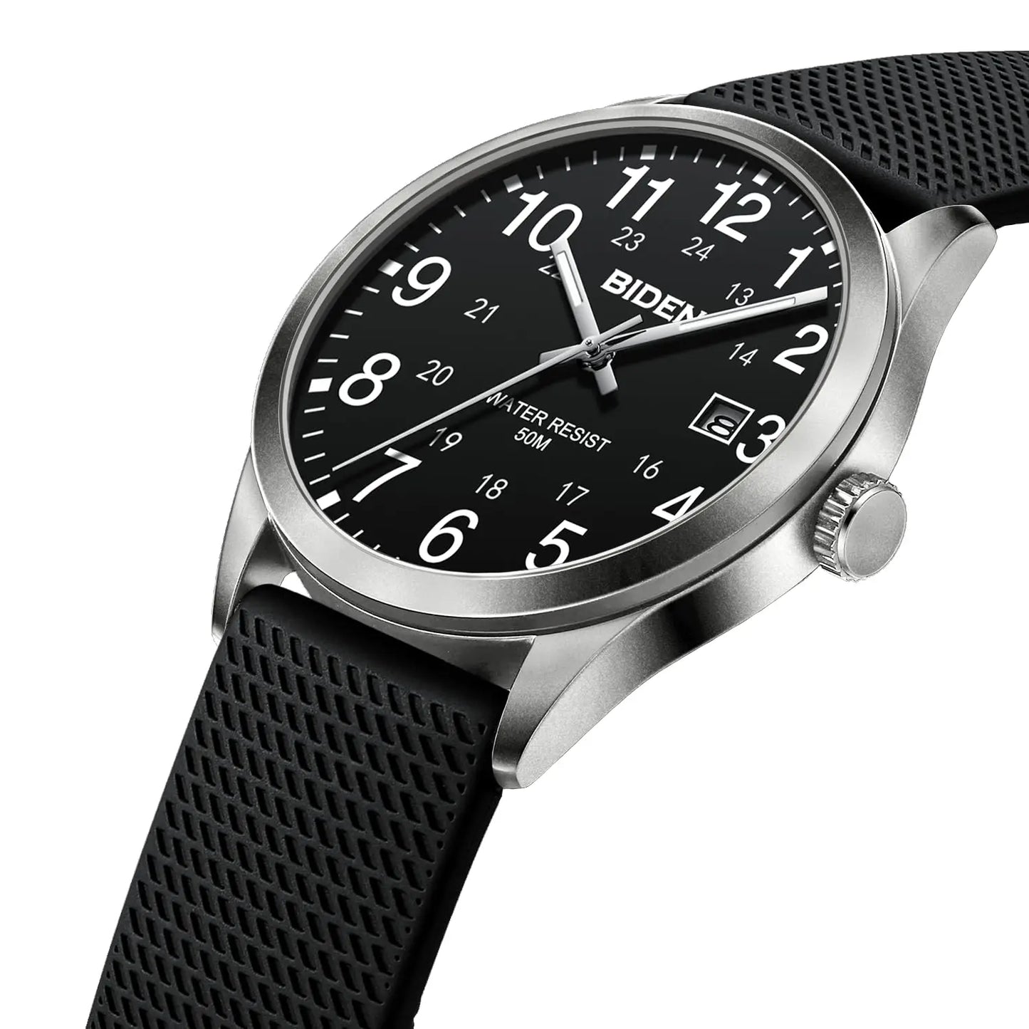 BIDEN Men's Watch Simulated Quartz Sports Men's and Women's Watch 30 Waterproof Second Hand Luminous Easy to Read Dial