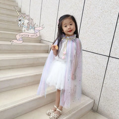 Summer Girls Long Cape Cardigan Kids White Girl Coat  Outcoat Shawl Girls Clothes