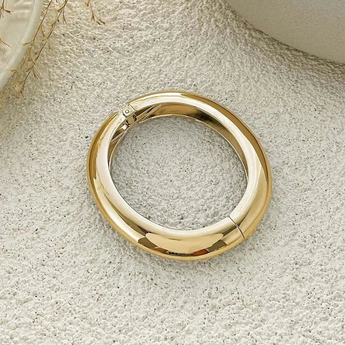 IngeSight.Z 3 Styles Vintage Irregular Resin Bangle Bracelets Women Punk Geometric Wide Metal Bracelet Chunky Party Jewelry Gift