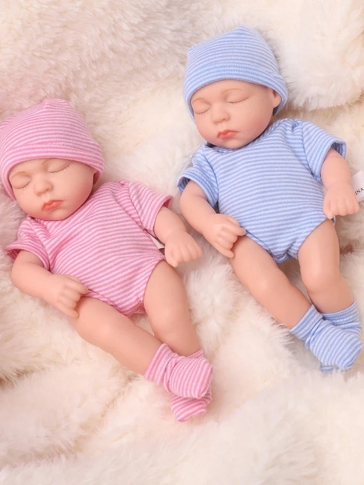 20cm Silicone Bebe Reborn Dolls Lifelike Mini Girl Doll Toys Vinyl Doll Sleep Reborn Toy DIY Doll Toys Reborn Baby Gift Dolls