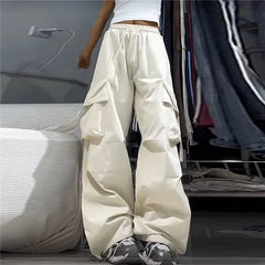 Cargo Pants Women Streetwear Loose Wide Leg Pants Harajuku Vintage Solid Baggy