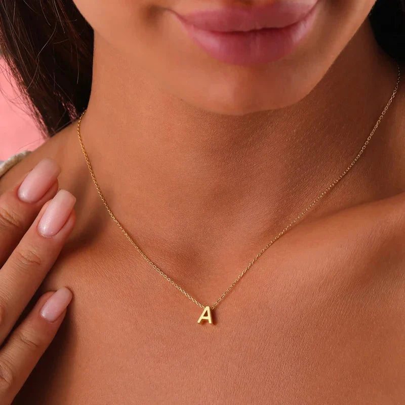 Stainless steel letters initial pendant necklace diy name Simulated pearls Bead Necklaces for Women Pearl Woman's Choker jewelry