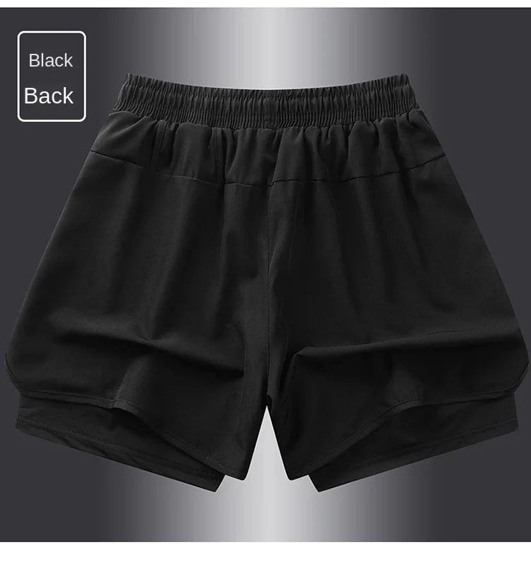 two pieces of sports shorts, men's and women's quick drying three point