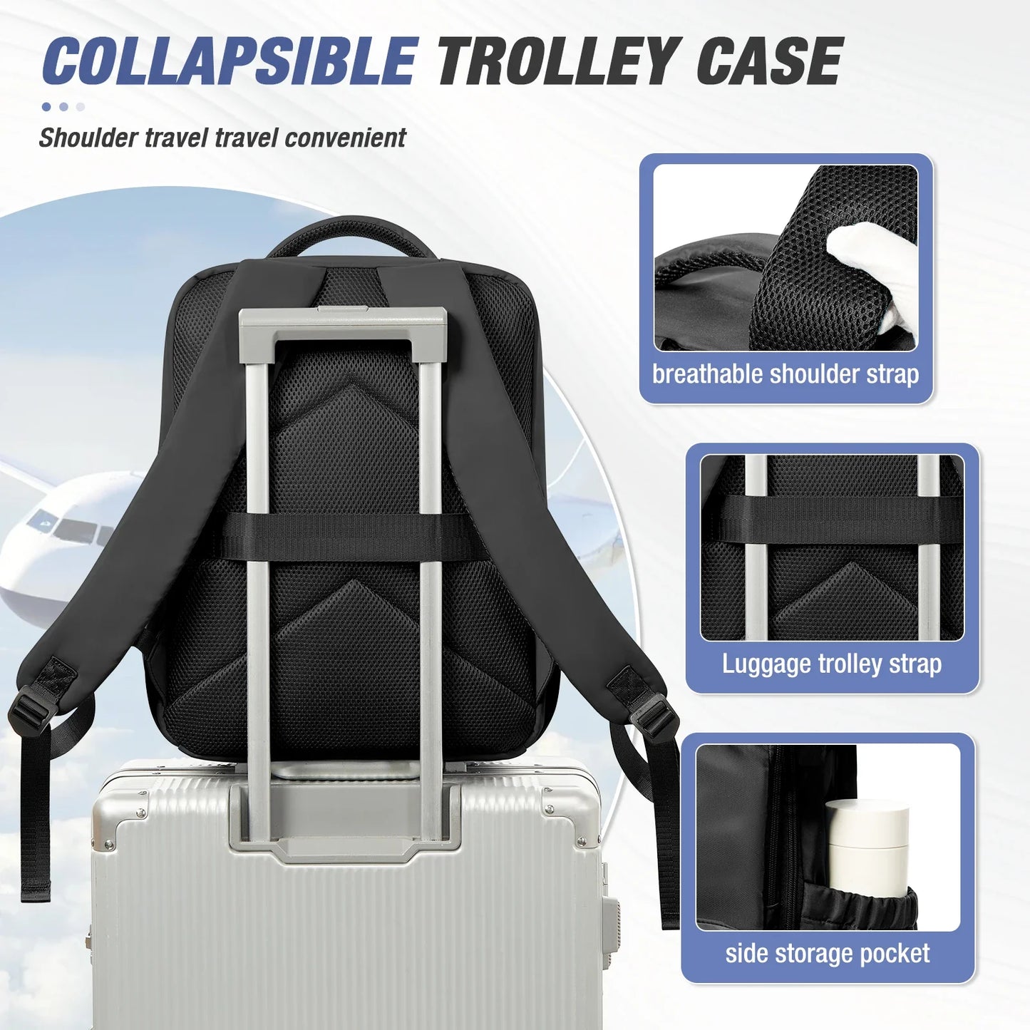 Men Vacuum Compression Backpack 15.6in Laptop Backpack Expand Hiking Vacuum Travel Backpack, Ryanair Backpack 40x30x20 Cabin Bag