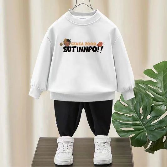 Spring Baby Girls Clothes Set Kid Boy Cartoon Printed Sweatshirts Pullover Top And Pants 2 PIeces Suit Children Tracksuits