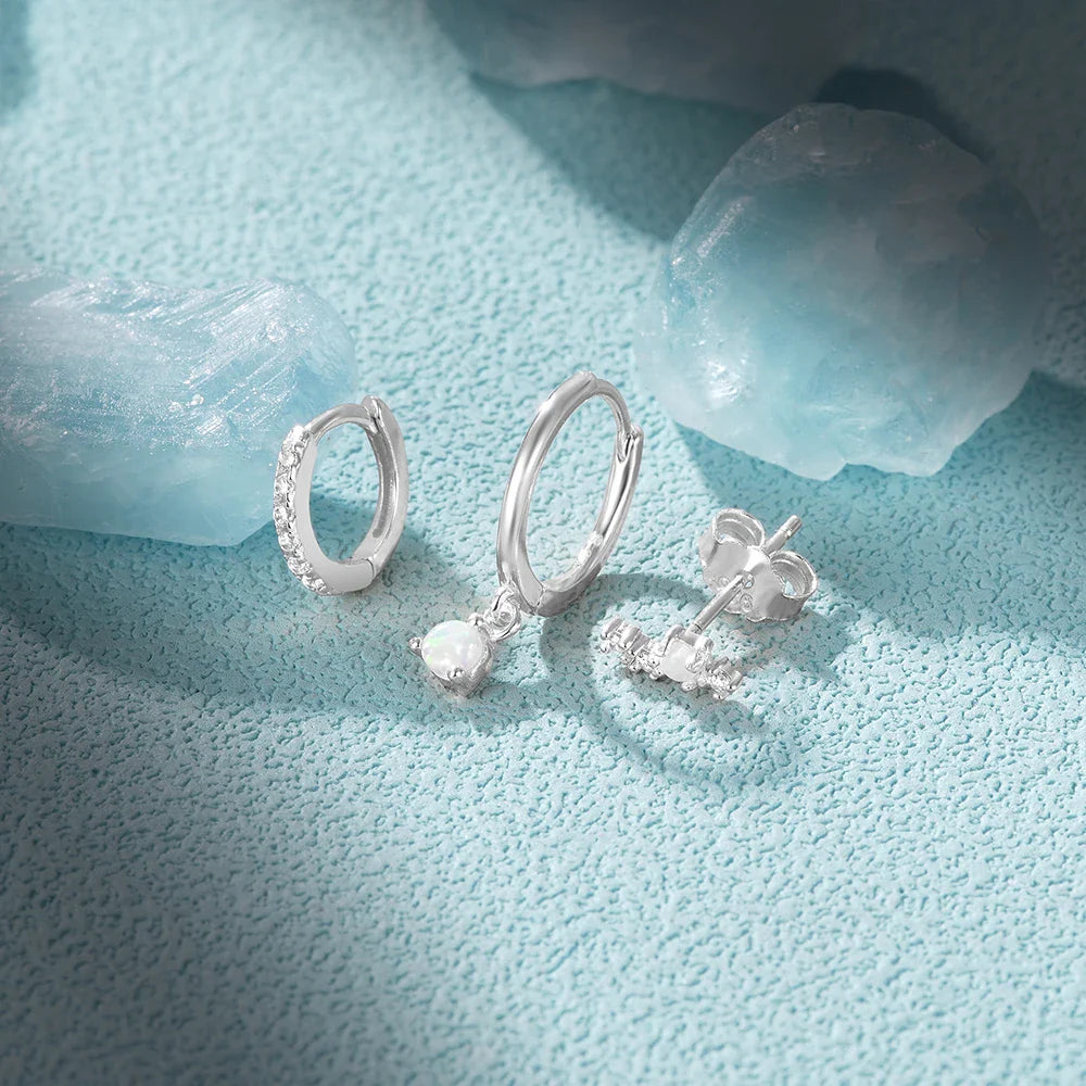 ROXI 925 Sterling Silver 3PCS DIY Hoop Earring With Piercing Stud Earring Set Women Men Party Wedding Jewelry Set pendientes 925