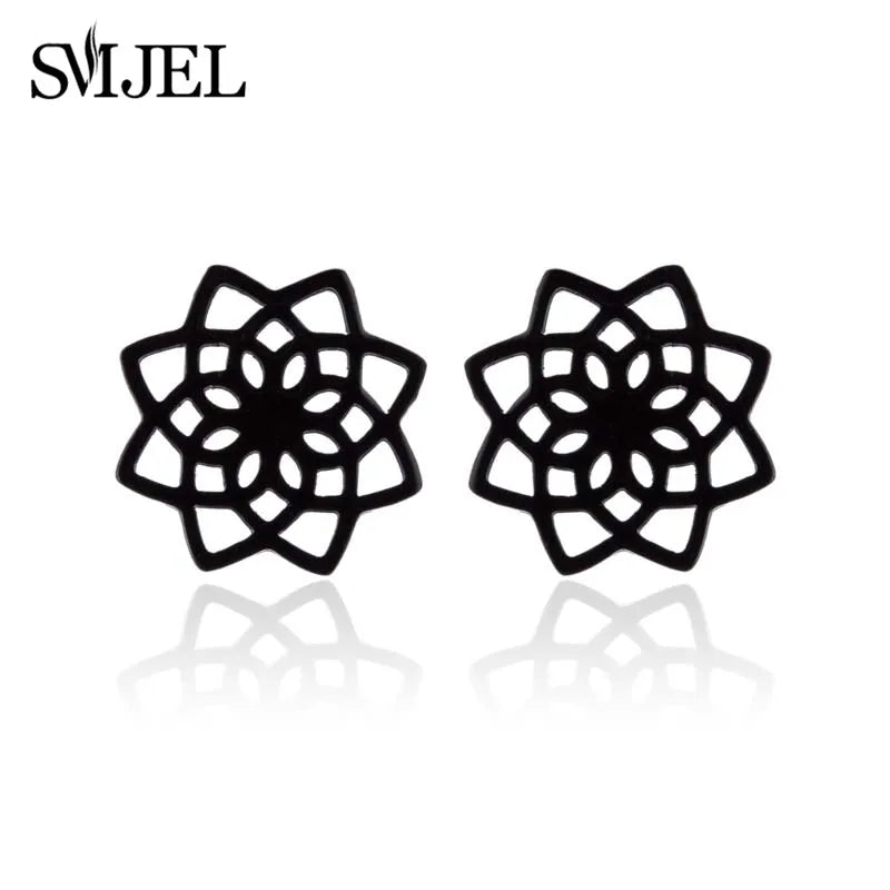 Golden Vintage Mandala leaf Pineapple Earrings for Women Trend Fairy Cup Stainless Steel Earring Punk Game Controller Studs Gift