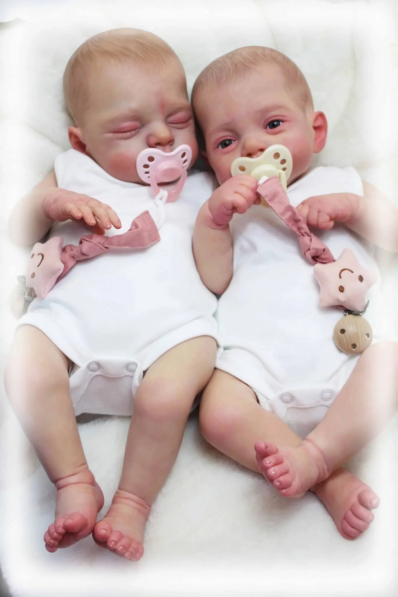 NPK 18inch Irys & Lily Twins Reborn Baby Doll Handmade 3D Skin Multiple Layers Painting Collectible Lifelike Art Doll