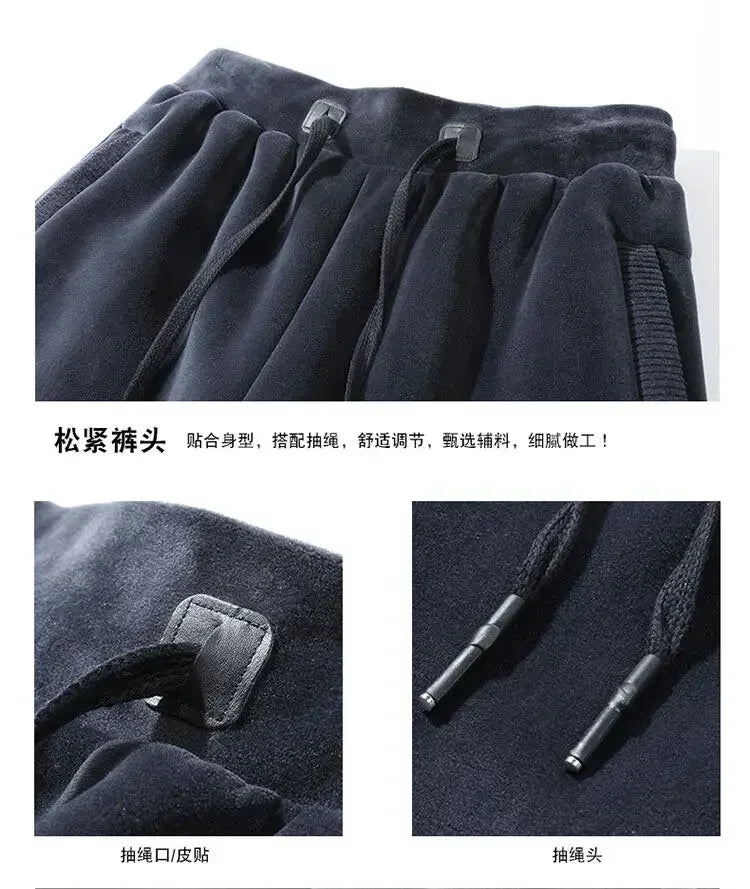 Men Sports Suits Tracksuit Sets Hoodies Casual Hooded Warm Sweatshirts+Pants Thicker Fleece New Jacket+Pants 2 Pieces Velvet Set