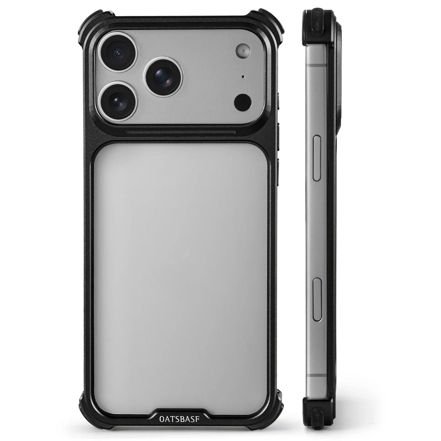 Oatsbasf Metal Phone Case for iPhone 17 Pro Max /17Pro No Back Design Protective Cover Shockproof Bumper Compatible With MagSafe