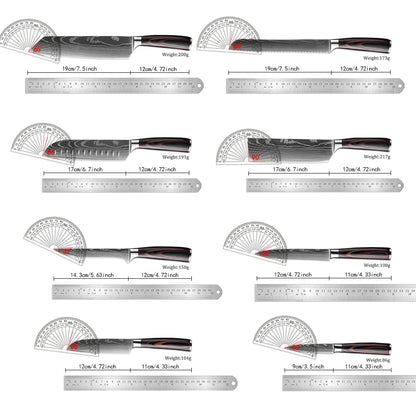 Professional Kitchen Knife Set 1-9PCS, Sharp Chef Knife Santoku Knife Fruit knife