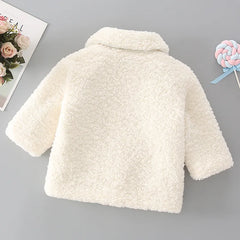 Plush Girls Jacket Keep Warm Outerwear Fashion Little Princess Christmas Coat