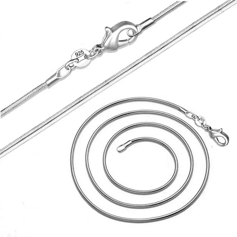 New Fine 925 sterling silver necklace women, silver fashion jewelry Snake Chain 1mm Necklace 16 18 20 22 24"