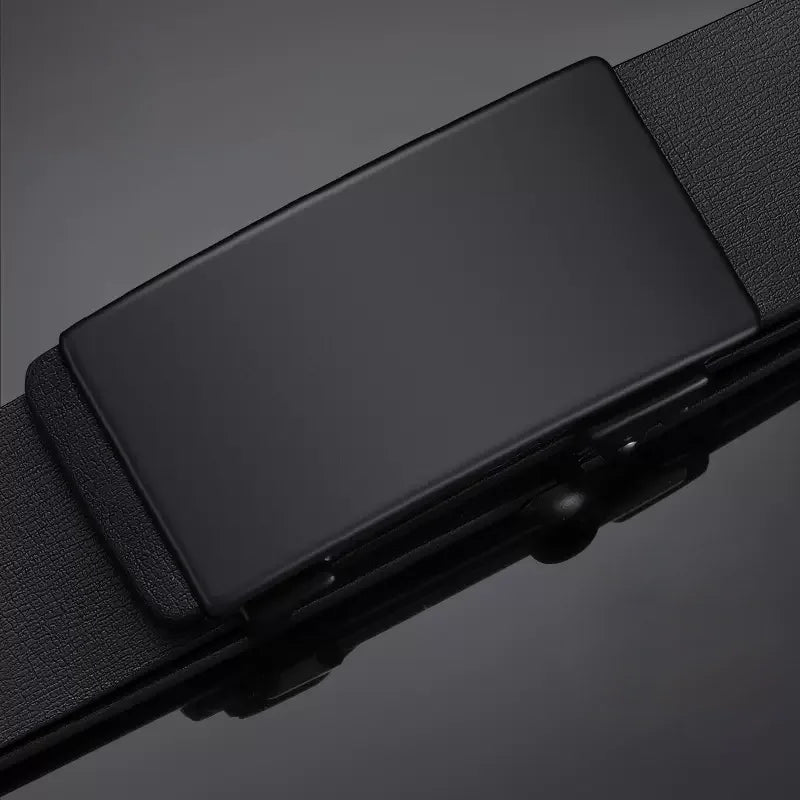 DINISITON Men Leather Belt Black Metal Toothless Automatic Buckle Business Casual PU Leather Men's Fashion High Quality Belt