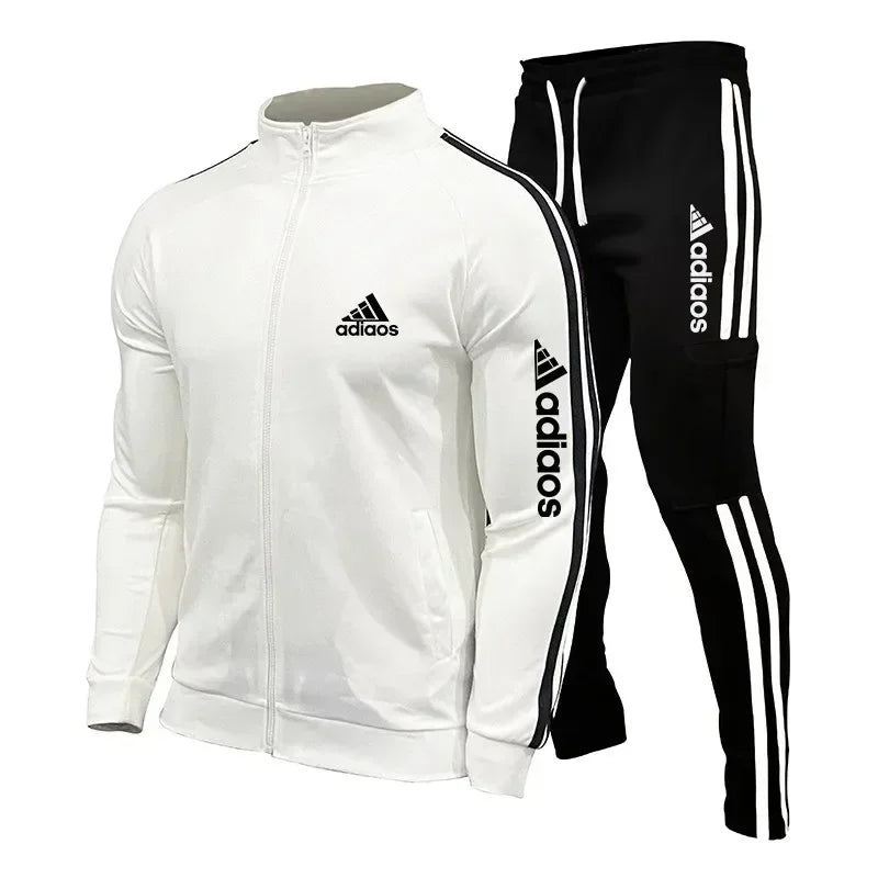 2025 New Men's Zipper Tracksuit Set Sweatshirt and Sweatpants Sports Suit Running Fitness Clothing