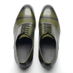 Black Blue Brown Green Men's Formal Social Shoes Genuine Leather