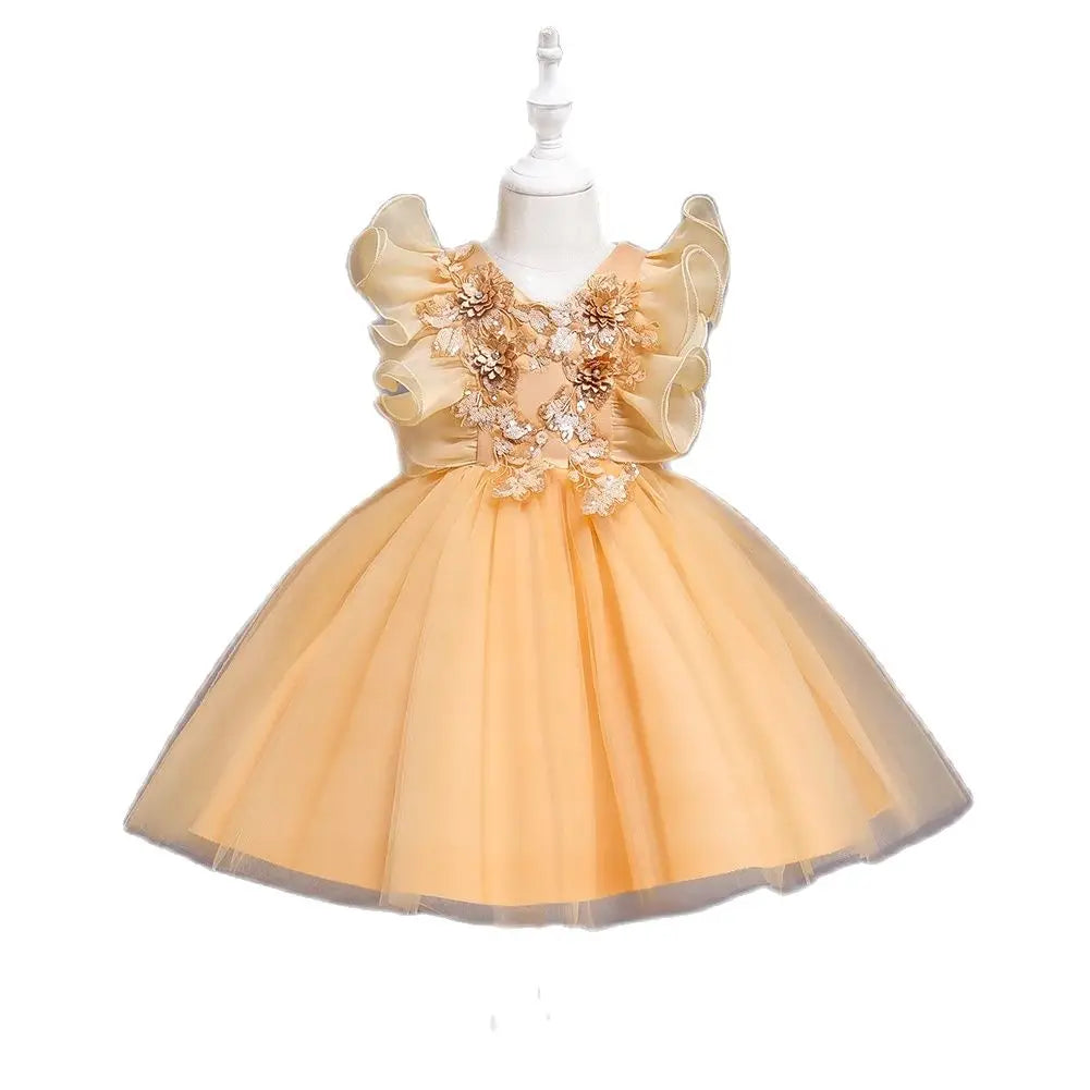 Child sleeveless performance dress, flower girl fluffy princess dress 2 To 10 Year girls  Party wear