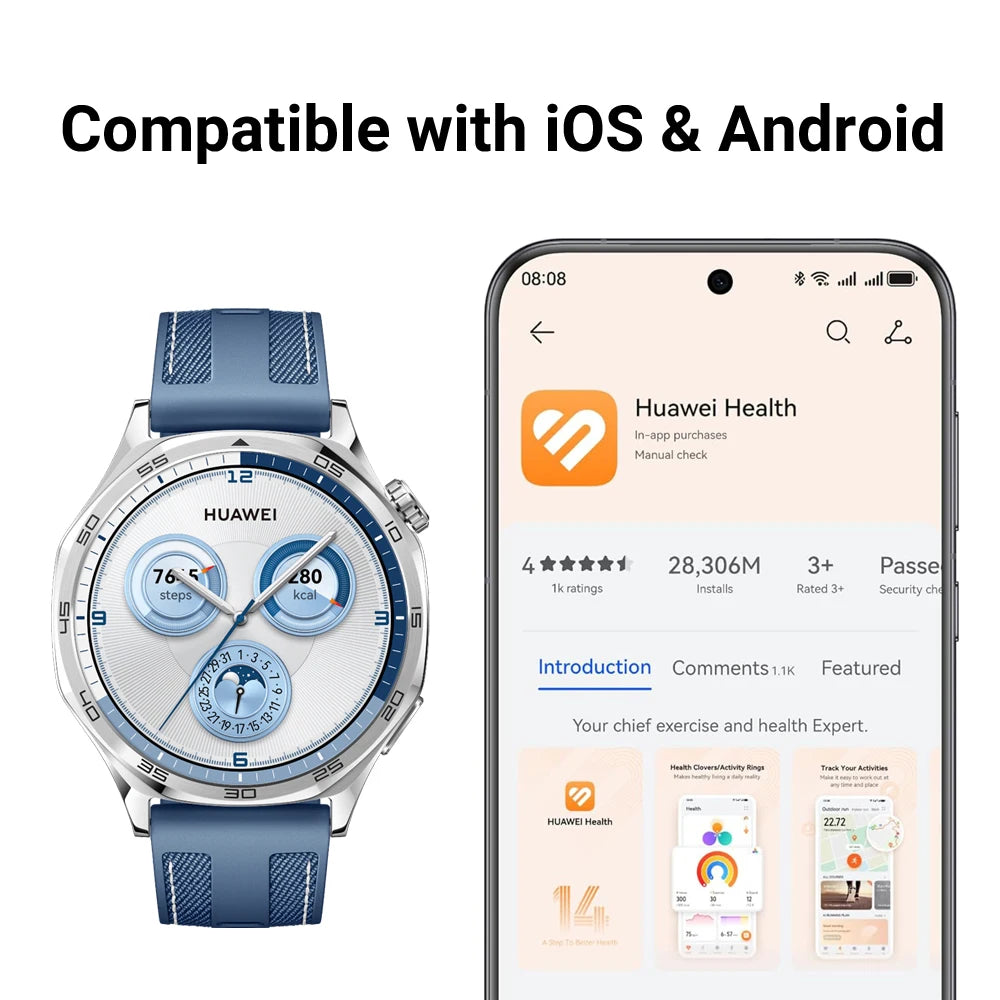 HUAWEI Watch GT 5 46mm Smartwatch, up to 14 Days Battery Life, All New Running and Cycling Sports Smart Watch, Sharp Edged Desig