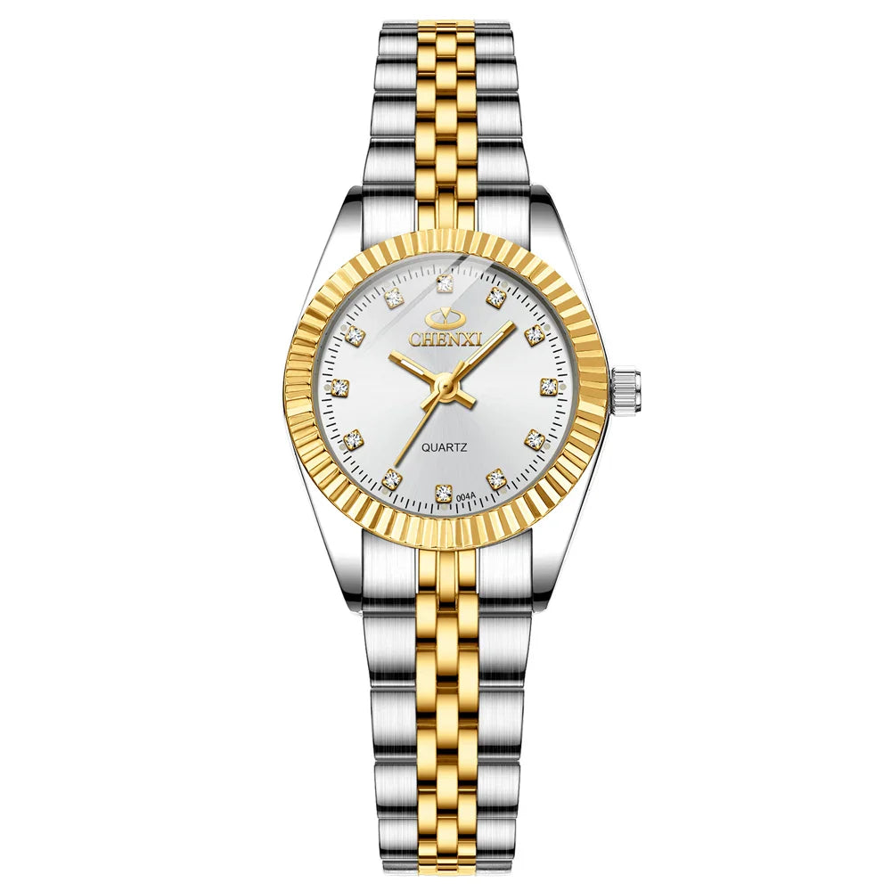 CHENXI Super Hot Sale Luxury Women's Watch Quartz Golden Stainless Steel Small Dial Charm Dress Trendy Wristwatch for Fashion La