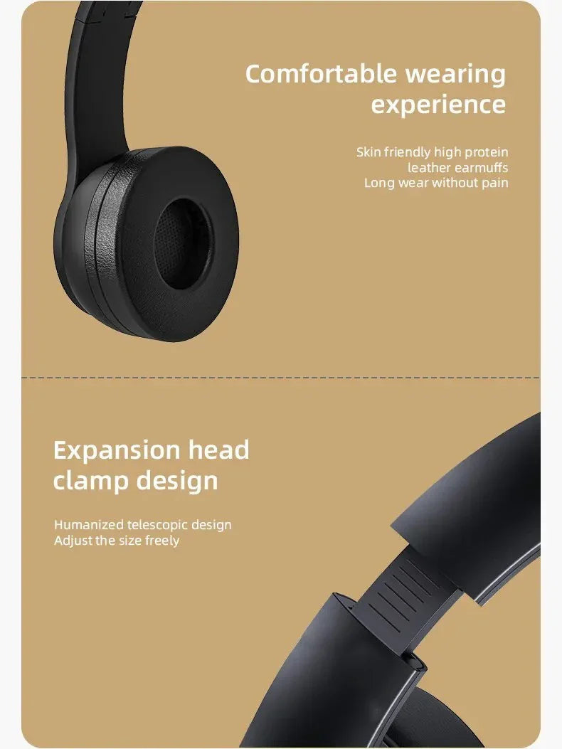 P47 Wireless bluetooth headphone With Mic Headsets Stereo Sound Earphones Sports Gaming Headphones Supports PC Smartphone