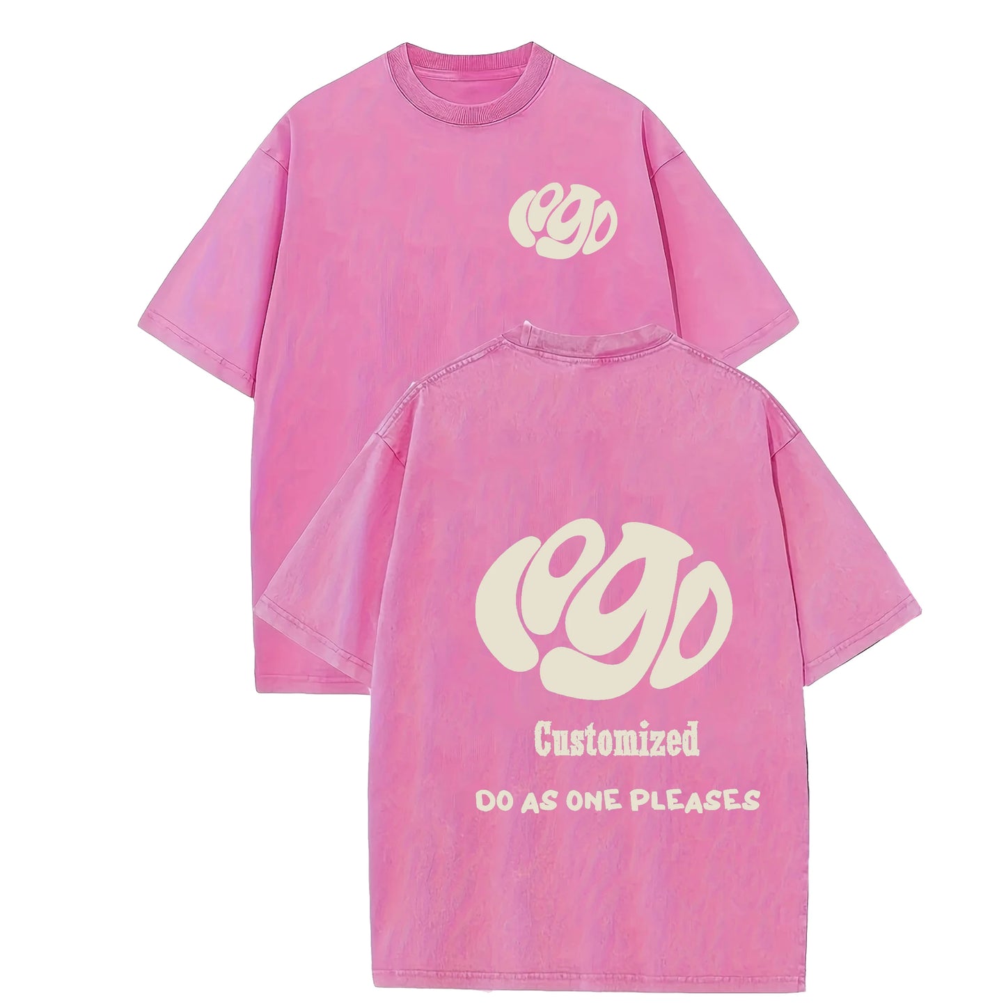 Custom Your LOGO Hip Hop Streetwear Men 100% Cotton T-shirts Oversized Washed Top Tee Unisex Summer Retro Brand Personalized