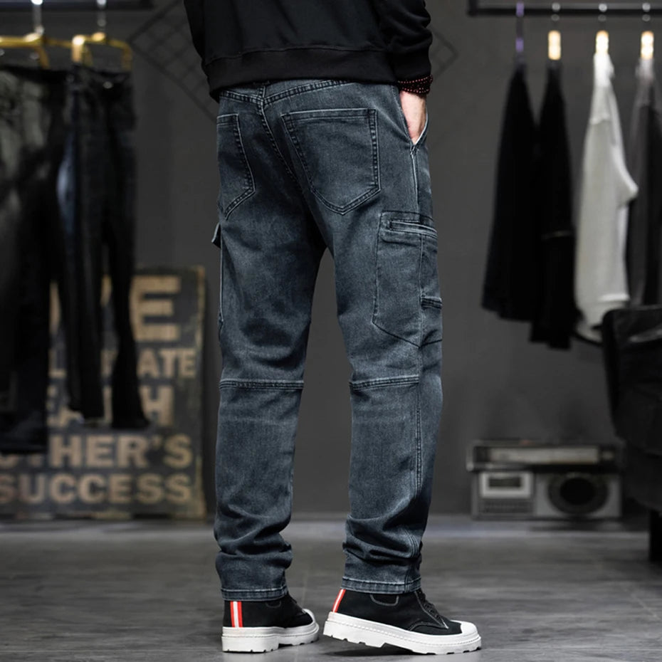 Baggy Jeans Men Plus Size 40 44 Denim Pants Fashion Pockets Cargo Jeans Pants