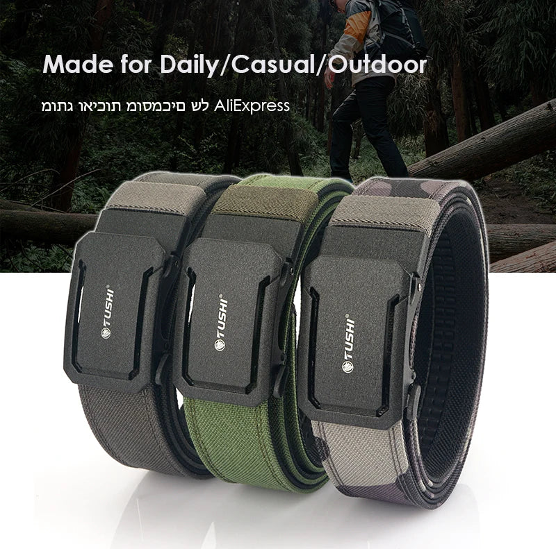 VATLTY New Military Belt for Men Sturdy Nylon Metal Automatic Buckle Police Duty Belt Tactical Outdoor Girdle IPSC Accessories