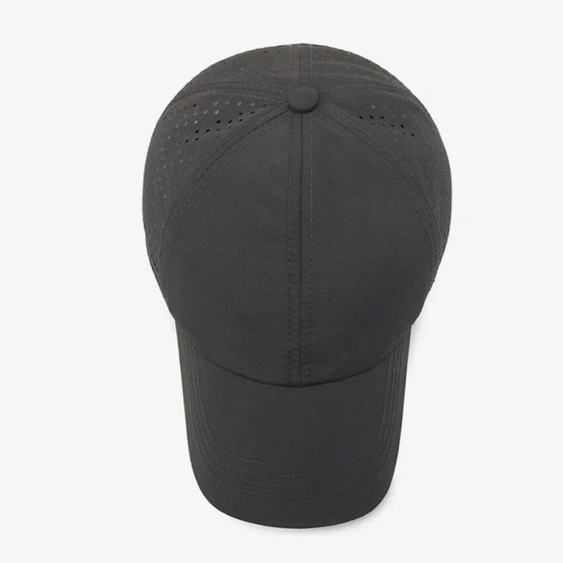 Summer Outdoor Black Sports Dry Fit Baseball Caps Breathable Mesh Hiking Hunting Cap Solid Color Adjustable Fitted Cap